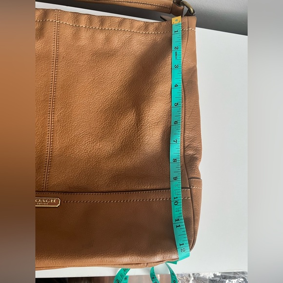 Coach Pebble Leather Hobo Shoulder Hand Bag F23293 Tan Brown - Picture 9 of 9